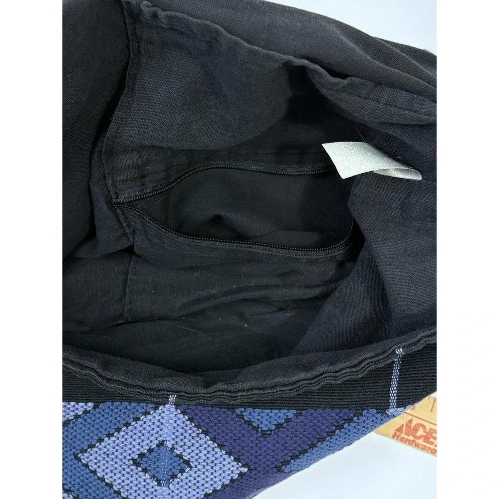 MayaWorks Handmade Woven Shoulder Bag Crossbody Black Purple Blue Striped Boho‎